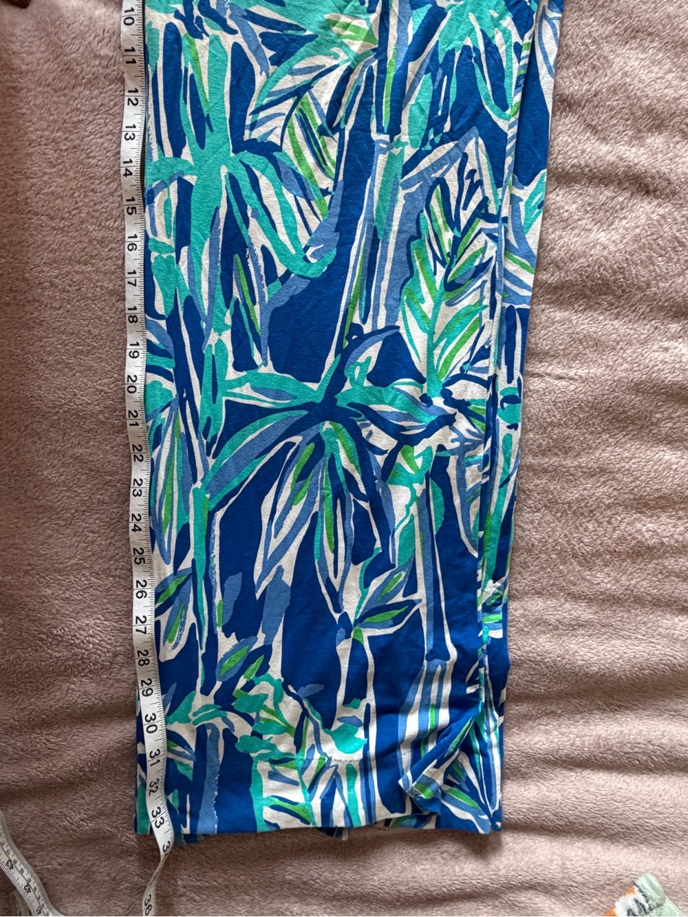 Lilly Pulitzer Teal, Blue & White Palm-Print Pants